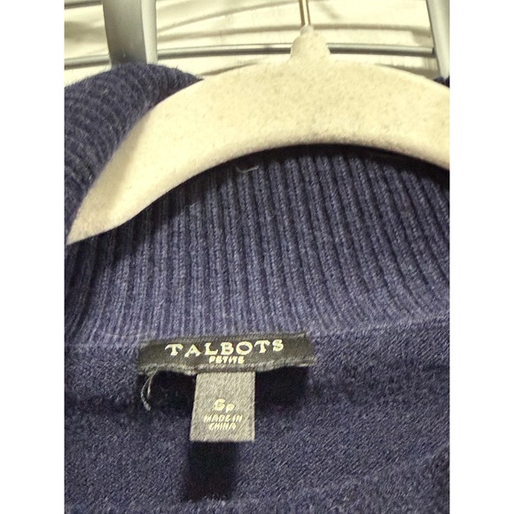 Talbots Women Navy Blue Cowl Neck Novelty Sweater Red Truck Dog Trees Size SP - Picture 3 of 16